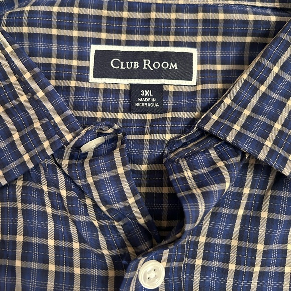 Club Room Long Sleeve Button Down Stretch Plaid Blue White Shirt Size 3XL - Picture 2 of 4
